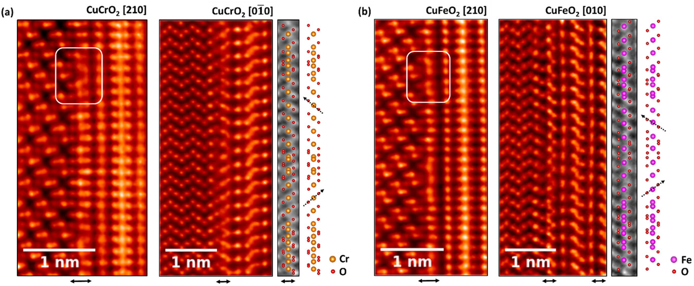 Atomic-resolution STEM characterization of Cu-based delafossite thin films on aluminum oxide